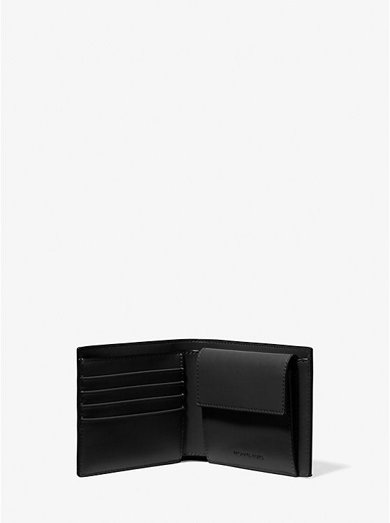Michael Kors Cooper Pebbled Leather Billfold Wallet With Coin Pouch Logo