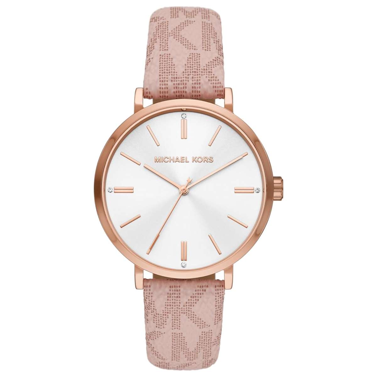 Michael Kors Addyson Rose Gold-Tone Watch - Pink Logo Strap
