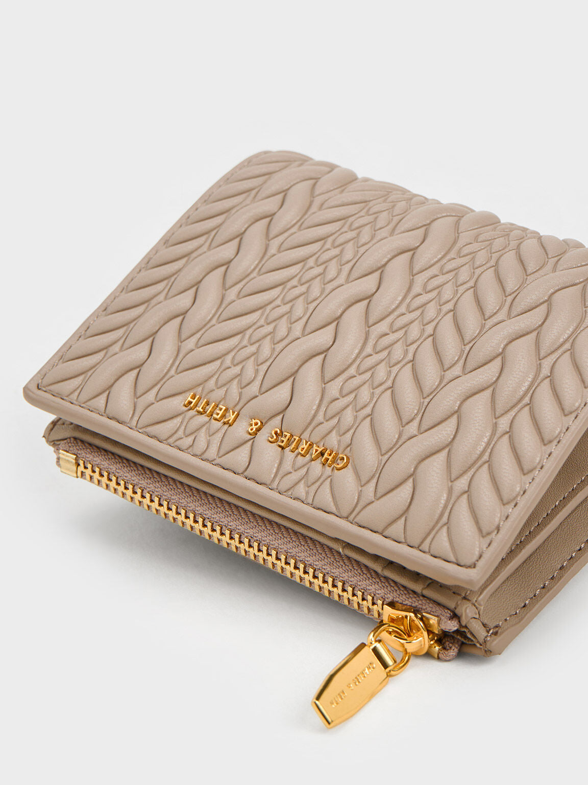 Charles & Keith Apolline Textured Top-Zip Wallet